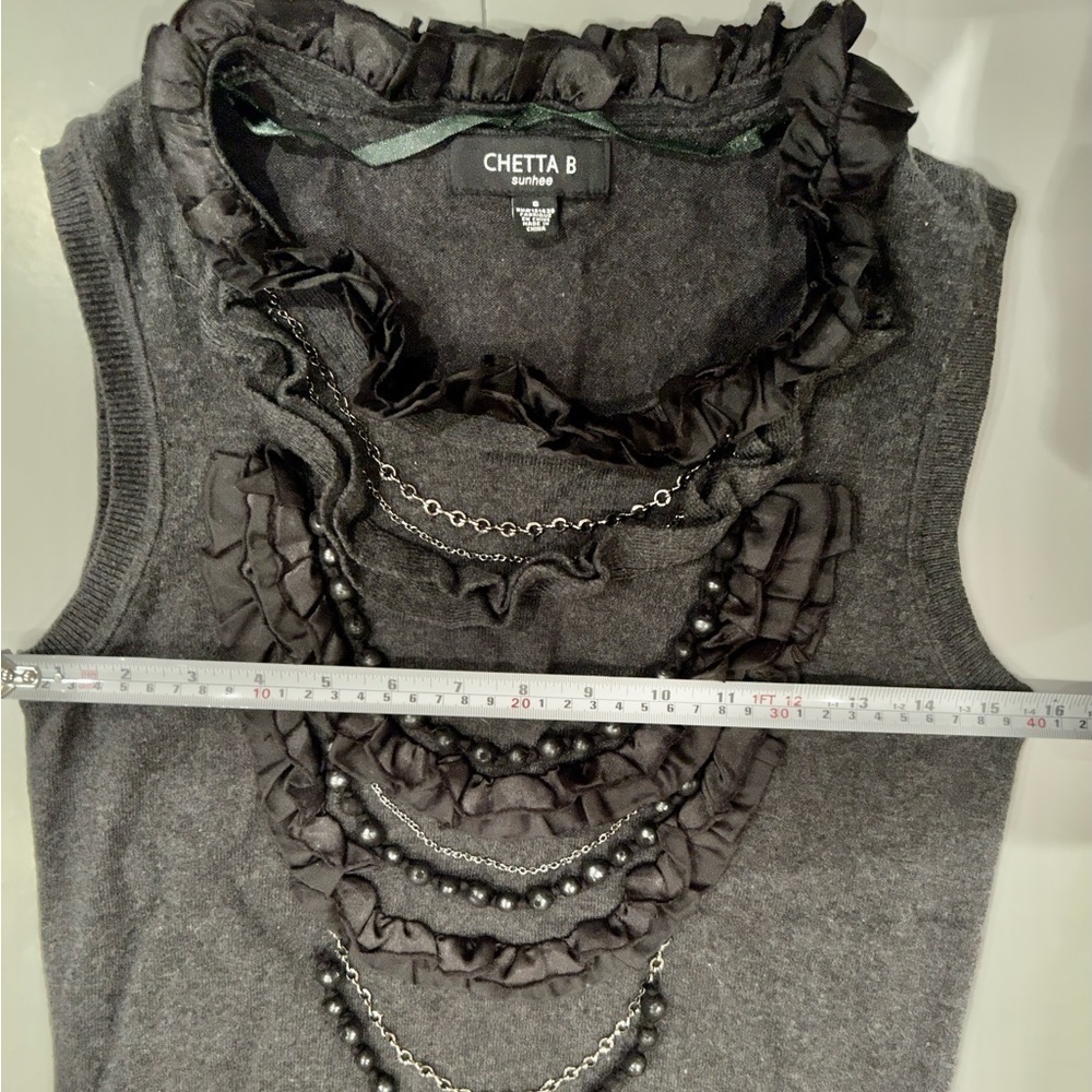 Chetta B  detailed front sweater knit dress charcoal grey - Picture 5 of 10